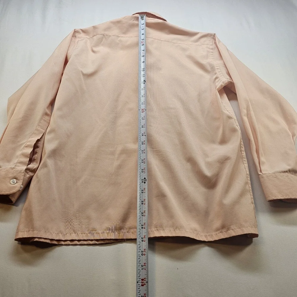 Gold‎ Cuff Men's Dress Shirt Size 40 Peach Tan Long Sleeve Button Front